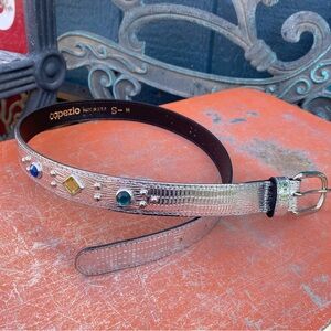 Vintage Capezio Silver Belt Colorful Gem and silver studs, Small, bling belt